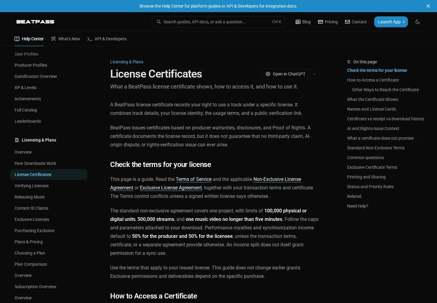 Public licensing documentation